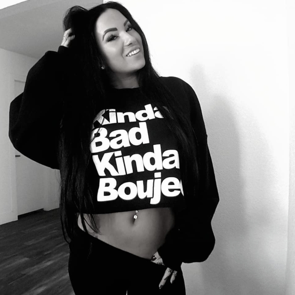Black Kinda Bad Kinda Boujee Cropped Sweatshirt View 3